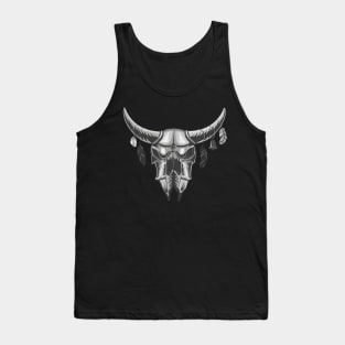 Big Black Bull Skull Tank Top